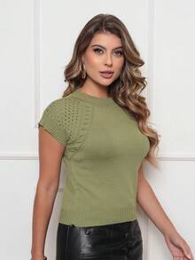 DUOUNO MODAS - WOMEN'S MODAL KNIT BLOUSE WITH JAPANESE SLEEVES AND SLEEVE DETAILS - SOFT TOUCH KNIT BLOUSES - Olive Green - View 5