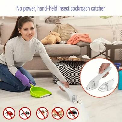 Bộ dụng cụ bắt côn trùng cầm tay di động có cơ chế thả - Làm bằng nhựa ABS, không cần pin, thích hợp để bắt ong, nhện và các loại côn trùng nhỏ bò, dụng cụ diệt trừ sâu bệnh cho nhà và vườn, bao gồm bao bì riêng, dụng cụ bắt côn trùng cầm tay | Tay cầm dễ cầm nắm | Bẫy côn trùng bền, dụng cụ bắt côn trùng bay.