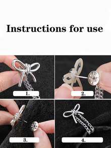 1/2/4pcs Multi Functional Chain Adjustable Lower Hem Anti Drag Floor Fixator, Suitable For Wide Leg Pants, Shortening The Length Of The Clothing Hem, Without Drilling Decoration - Multicolor - View 4