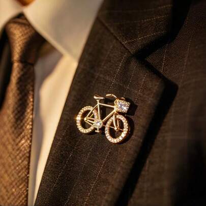 1 pieza/2 piezas Broche de aleación de zinc casual, vintage, lindo, elegante para bicicleta, con decoración de diamante de imitación, adecuado para todas las estaciones
