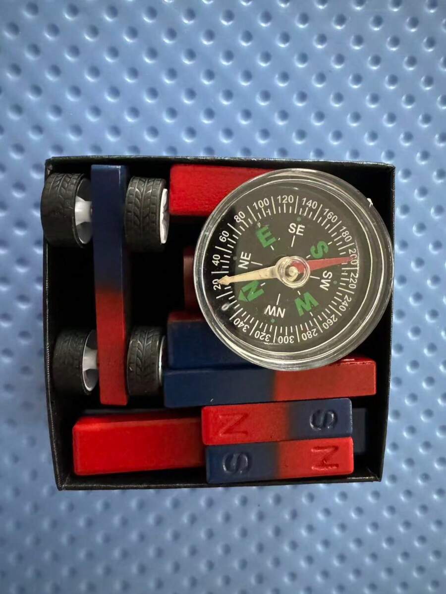 1 Set Assorted Magnetic Compass Teaching Aids, Including U-Shaped Magnets, Ring Magnets, Bar Magnets, Compass, Magnetic Car Models, Random Packaging, Compact And Easy To Store, Ideal For Office, Study And Stress Relief