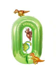 32-Inch Green Number 2 Dinosaur Balloon, Tyrannosaurus Rex, Velociraptor, Triceratops, Stegosaurus Foil Balloon, Suitable For Children's Birthday, Cute Dinosaur Baby Shower Party Decorations - View 2