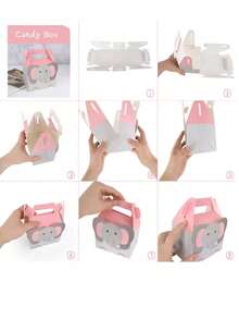 20/10Pcs Elephant Printed Gift Packaging Box Handheld Gift Box For Birthday,Gender Disclosure,Anniversary Party Return Gift Packing Boxes - Cartoon Packaging Box - View 5