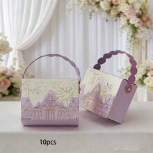 10个/包 婚礼派对礼品糖果盒，高端新款纸盒，纪念礼品盒，适用于各种节日和周年纪念日，手提纸盒 - 查看 14