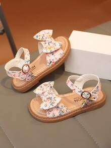 1 Pair Girls' Summer Cartoon Bow Floral Decor Soft Bottom Non-Slip Breathable Casual Princess Style Sandals, Suitable For Daily Outings, Outdoor Play, Park Walks, Parent-Child Outings, Home Leisure, Children's Day, Birthday Parties And More Occasions - Pink - View 7