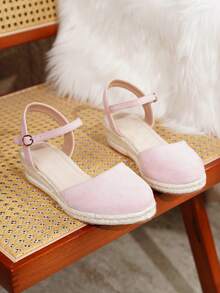 Women's Comfortable Non-Slip Apricot Linen Rope Platform Wedge Sandals, Suitable For Spring And Summer Vacation - Pink - View 5