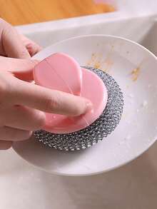 6pcs Detachable Round Pot Brushes, Kitchen Pot Cleaning Sponges, Scratch-Free Dish Washing Balls - 6 Balls + 1 Short Handle + 1 Long Handle (1 Pack) - View 6