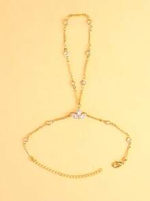 Best-Selling Diamond Inlaid Leaf-Shaped Connected Bracelet, Multi-Functional Minimalist Shiny Fashion Accessory, Suitable For Women - Gold - View 2
