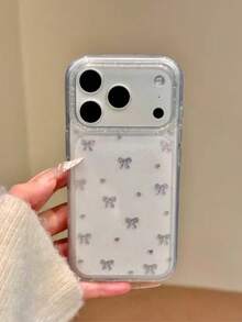 Gilded Bowknot Phone Case, Compatible With IPhone 17 Pro Max, 17 Pro, 17 Air, 17, 15, 16 Pro Max, 14 Pro, 13, 12, 11, Soft Back Cover, Suitable As A Gift For Girls - Gilded Pink Bow - View 3