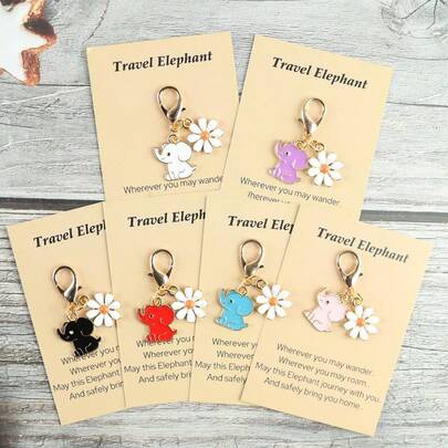 1 pezzo/6 pezzi Portachiavi carino a forma di elefante, regalo ideale per amanti degli elefanti e viaggiatori, perfetto per compleanni, feste, festa del papà e festa della mamma