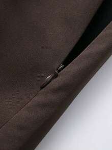 Women's Casual Everyday Office Commute Minimalist Solid Color Buckle Belted Skort Black Summer - 棕色 - 查看 6