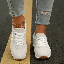 Women's Classic Fashion Comfortable Casual Versatile Lace-Up Lightweight Non-Slip College Style New Sports Shoes - Xám - Xem 3