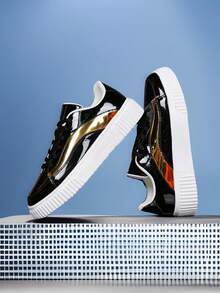 Zapatos de mujer, zapatos de señora, zapatillas de tenis de señora, zapatillas de señora, zapatos casuales de señora, oferta especial de zapatos de mujer, mujer, zapatos, zapatos de moda para mujer, zapatos de primavera para mujer, zapatos de verano para mujer, zapatos de otoño para mujer, zapatos para correr, zapatos de entrenamiento, zapatos elevadores de malla transpirable y ligera, zapatos negros, zapatos deportivos, tenis, zapatos deportivos al aire libre, adecuados para el uso diario de los estudiantes - oro negro - Ver 5
