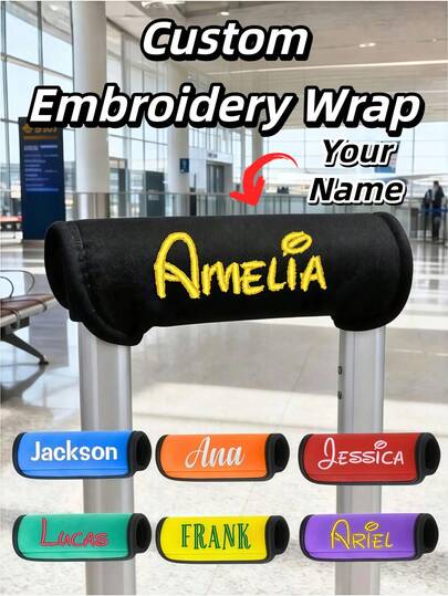 Bộ 1/3/5 chiếc bọc tay cầm vali in tên cá nhân hóa, 8 màu sắc để lựa chọn, có thể tùy chỉnh chữ/tên, phụ kiện vali du lịch, đa chức năng, bền, thời trang, thích hợp cho kỳ nghỉ, sinh nhật, Ngày Valentine, Ngày của Mẹ, kỷ niệm, quà tặng kỷ niệm hoàn hảo cho gia đình và bạn bè, quà cưới hoặc sinh nhật lý tưởng.