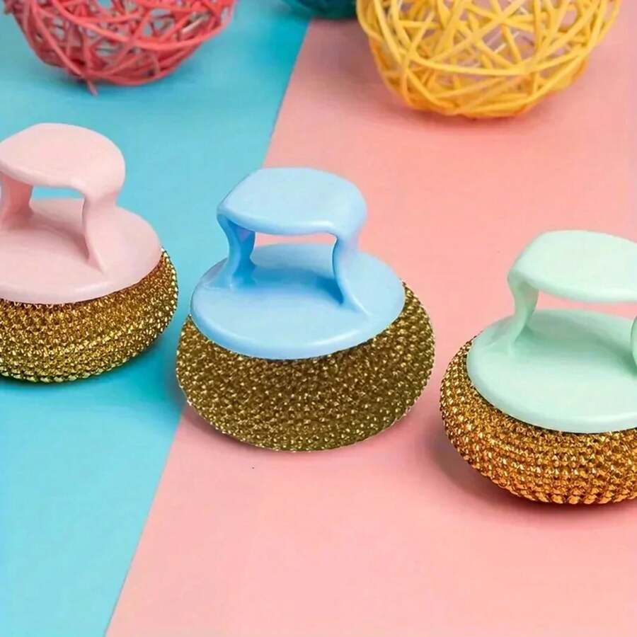 1PC Iron Cleaner Brush With Handle, Metal Brush To Clean Iron Pan Pot, Dish Bowl Washing Cleaner Brush With Handle, Random Color - 隨機顏色-1件 - 查看 1