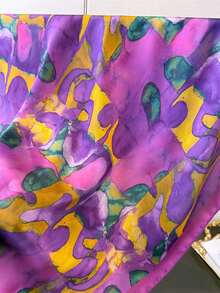 1件 仿丝扎染几何图案方巾/头巾 - 彩色 - 查看 4