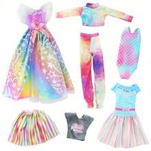 5pcs 11.5 Inch Girl Doll Clothes Set, Including Princess Dress, Skirt, Casual Wear, Party Outfit, Jacket, Ideal For Halloween, Thanksgiving, Christmas And Birthday Gifts (Doll Not Included) - Multicolor - View 13