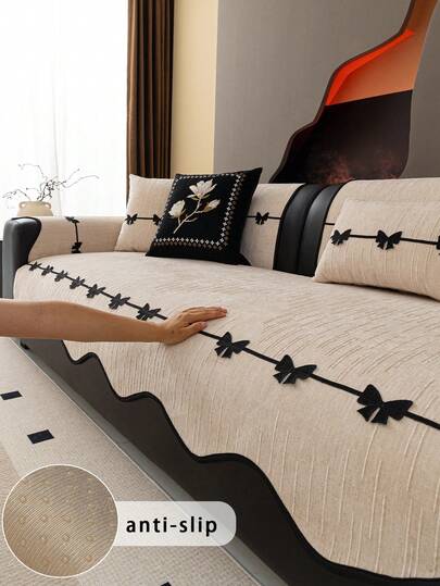 1件装四季通用提花雪尼尔沙发垫，简约现代风格，宠物友好，防污防滑沙发套，春秋季防刮沙发保护套，适用于L型组合沙发和1/2/3/4座沙发（单独出售）