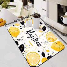 柠檬印花厨房台面晾干垫，速干隔热垫，适用于餐桌、吧台、咖啡机，防滑防水可水洗垫 - 青檸色 - 查看 20