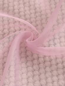 1pc Ruched Lace Curtain, Decorative Window Curtain, White Sheer Small Curtain Panel, Suitable For Living Room, Kitchen Cabinet Home Decor, Romantic Short Curtain Rod Pocket Sheer Curtain - Pink - View 3