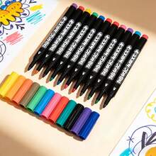 12/24pcs Water-Based Graffiti Marker Set, Vibrant Colors, Smooth Strokes, Professional Art Use, Suitable For Textile Graffiti/Painting, Great Gift For Holidays And Back To School (Random Colors) - A - View 1