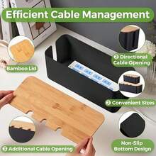 Large Cable Management Box - Wood Grain Style Cable Organizer, For TV Cables, Computer Cables, USB Hubs, And Under-Desk Power Strips - ABS Material - Multicolor - View 7