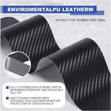 New-  4PCS Tri-Color Door Sill Tectors, Anti-Scratch Carbon Fiber Entry Step Guard Sticker,  Car Front/Rear Door Threshold Tection Stripe For Most Vehicl(Red) - Red - View 4