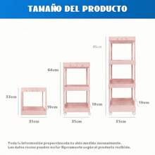 Rolling Organizer Cart, Multipurpose Storage Rack With Hooks, Kitchen/Bathroom/Office Utility Cart, Pantry Organizer - Watermelon Pink - View 8