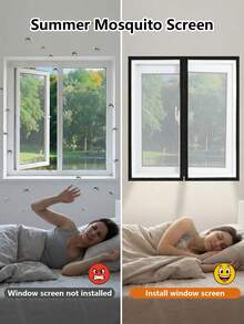 White Zipper Window Screen Mesh Set, Easy Hook & Loop Install, Breathable Anti-Mosquito Net, Removable Reusable Insect Protection For Home Windows - White Zipper Style - View 4