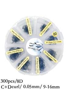 1 Box 300 Pcs Cluster False Eyelashes,8D 10D 12D 14D 16D,9-16mm / Mixed Lengths ,Curl C+D, Thickness 0.05mm,Double Layer, Three-Dimensional Effect, Cluster Eyelashes, Premade Fans Eyelash Extensions, Sharp Narrow Stem Premade Fans Eyelash Extension, Easy To Carry, Natural & Soft, Party And Travel, Beginner Friendly Salon Quality - View 40
