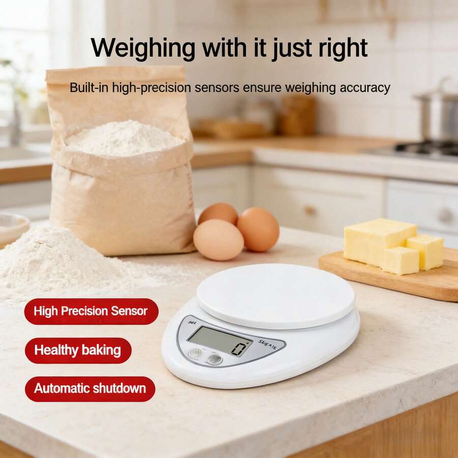 1 pieza Báscula de cocina digital de 5kg/1g con pantalla LED - Fácil de limpiar, funciona con pilas AAA (no incluidas), báscula de cocina, báscula de alimentos, báscula de peso de cocina, báscula de cocina precisa, báscula digital portátil, báscula electrónica de café, báscula electrónica de cocina con LED, báscula para hornear, accesorios de cocina, herramientas de hornear, suministros de cocina Micro báscula electrónica de alimentos Báscula de alimentos para hornear