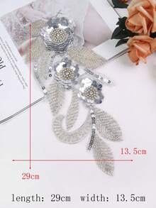 Multiple Classic Pearl Embroidery, Tube Beads, Crystal Sequins, Rhinestone Embroidered Appliques, DIY Clothing Accessories, Wedding Dress Decorations - Multicolor - View 16