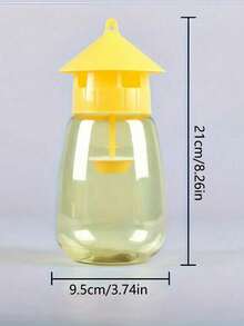 1pc Permanent Fruit Fly Trap, High Quality, Reusable And Hanging Design Suitable For Kitchen And Orchard Pest Control, No Electricity Needed, Plastic Material With Yellow Decor, Suitable For Garden And Home Use, 15cm Large Yellow Fly Paper, Fly Catcher Bottle, Fly Trap, Fruit Fly Trap, Insect Catcher, Fruit Fly Bait, No Bait Included - Multicolor - View 2