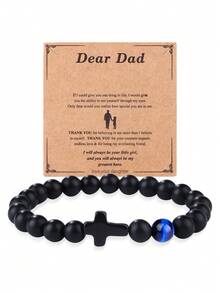 新款哑光串珠手链,配虎眼石和小十字架吊坠,黑曜石手链 - 手鍊 - 查看 27