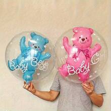 2pcs Blue & Pink Double-Layer Aluminum Foil Balloons, Suitable For Birthday, Anniversary Party - View 1