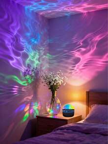 USB Automatic Rotating Wave Projection Lamp, Suitable For Bedroom Relaxation And Home Party Decoration - 黑色 - 查看 1