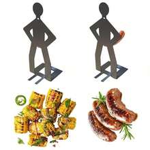 1 Pc Creative Standing Sausage Grill Rack , Stainless Steel Holder Sausage Grill, Spoof Bratwurst Holder Grill, Outdoor Camping Cooking Accessories, Grill Accessories, Marshmallows Grill - Default - View 8