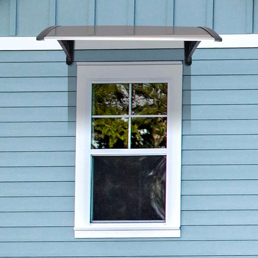 40*38in Household Application Door & Window Rain Cover Eaves Brown Board & Black Holder - Brown - View 1