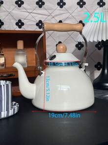 2500ml Solid Color Whistling Kettle With Wooden Handle, Heat-Resistant Design, Home Desktop Decor, Kitchen Drinkware, Living Room Tea Set, Suitable For Open Flame, Great Gift For Friends And Family - View 8