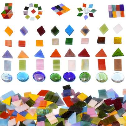 250g Assorted Colorful Glass Chips, Multi-Color Mixed, DIY Mosaic Glass, Colored Glass Pieces For Mosaic Projects, Mixed Color Glass Shards DIY Mica Sheets Mosaic Fragments Craft Kit