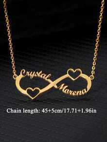 定制情侣双人名字无限符号项链，不锈钢男女通用首饰，双人名字心形吊坠项链，手工镀金，浪漫无限符号名字吊坠，周年纪念日情人节礼物，男女朋友结婚配饰，玫瑰皂礼盒 - 無限金色帶禮盒 - 查看 4