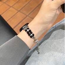 1条精美蝴蝶结金属表带，兼容表带，适用于38mm、40mm、41mm、42mm、44mm、45mm、46mm、49mm表径，兼容 Link系列、Ultra、S10、9/8/7/6/5/4/3/2/1、SE - 黑色 - 查看 6