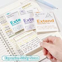 1 Pack (40 Sheets) Expandable Self-Adhesive Sticky Notes, Includes Blank/Grid/Lined Self-Stick Notes, Easy To Stick Memo Pads, Great For Labeling, Messaging, Reminding, Notebook Annotation And Work Reminder - M - View 8
