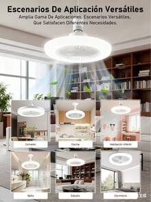 Ventilador de techo de anillo LED,Ventilador de Techo con Control Remoto de Luces,3 Velocidades,Con Función de Temporizador,para Cocina/Baño/Dormitorio - 2 piezas - Ver 7