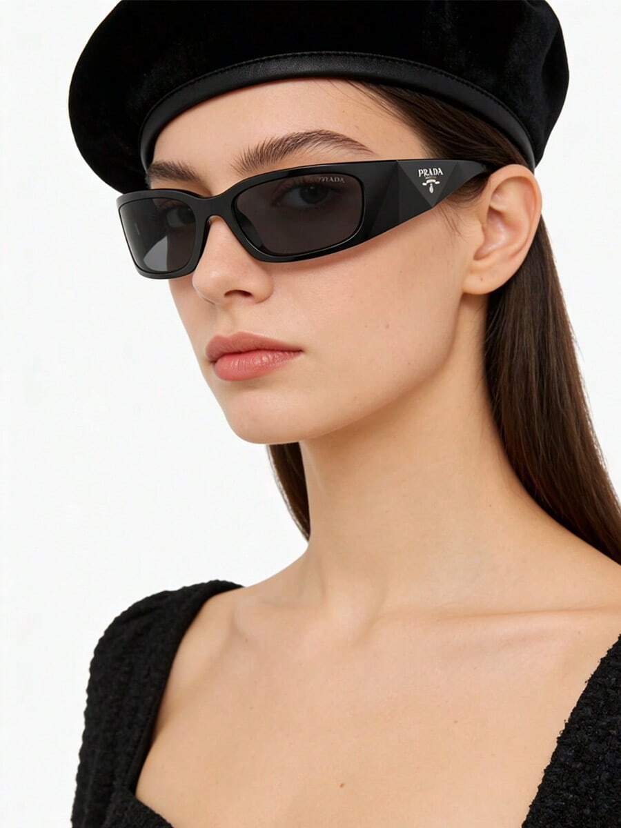 Gafas de sol de mujer con marco negro, protección UV, estilo de playa de verano - Negro - Ver 1