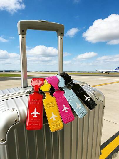 1pc Creative Airplane Design Luggage Tag, Travel Accessory, PU Leather Luggage Tag, Suitcase Tag, ID Address Tag, Boarding Pass, Travel ID Card, Travel Essential, Travel Organizer Pouch, Suitable For Beach, Summer Vacation, Back To School, School Supplies