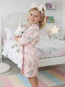 1 pieza Bata de baño rosa para niñas, ropa de dormir estilo japonés, bata de piscina, bata de mañana, regalo de cumpleaños, disfraz de fiesta, vestido de dama de honor - Rosa - Ver 1