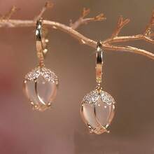 A Pair Of Creative Imitation Opal Tulip-Shaped Earrings, Cute Earrings, Suitable For Girls, Fashionistas, Weddings, And Halloween Wear - Multicolor - View 2