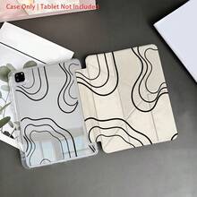 1件装抽象线条艺术保护套平板电脑保护套，带笔槽、多角度支架，兼容iPad 10.9/10.2/Air 第五代/Pro 11/10代/9.7/Air 2/7/8代/Air 4/5/Air 13/11(M3 2025)/11(A16 2025) - 彩色 - 查看 3