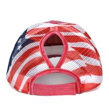Women's Vintage-Style American Flag Baseball Cap, Featuring Decorative Stars And Stripes, Adjustable Snapback, Lightweight Washed Trucker Hat, Suitable For 4th Of July Independence Day, Sports, And Casual Wear - Ponytail-Friendly Design. - 白色 - 查看 5